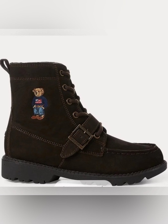 Polo Ralph Lauren Other - POLO Ralph Lauren Ranger Embroidered Polo Bear Brown Lace up Suede Boot Size 3